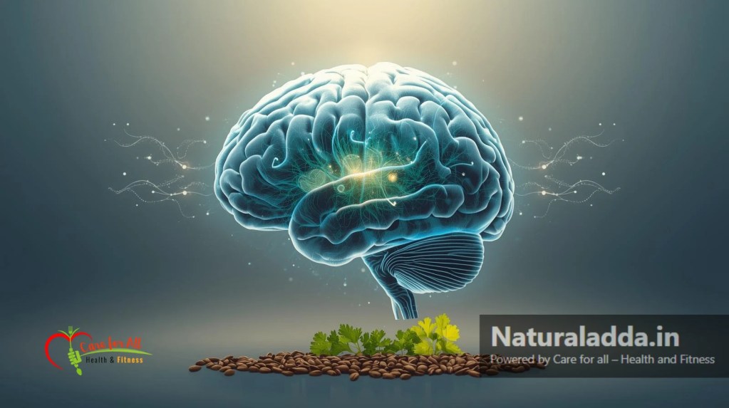 A glowing human brain with highlighted neural connections showing memory and stress relief,