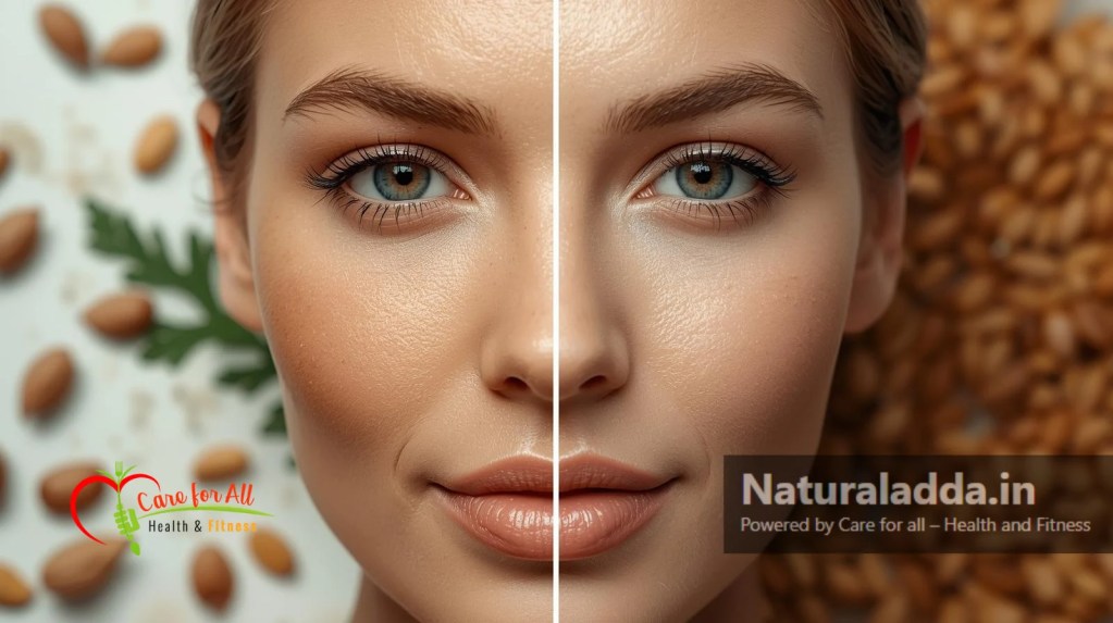 Close-up illustration showing glowing natural skin with reduced pigmentation.