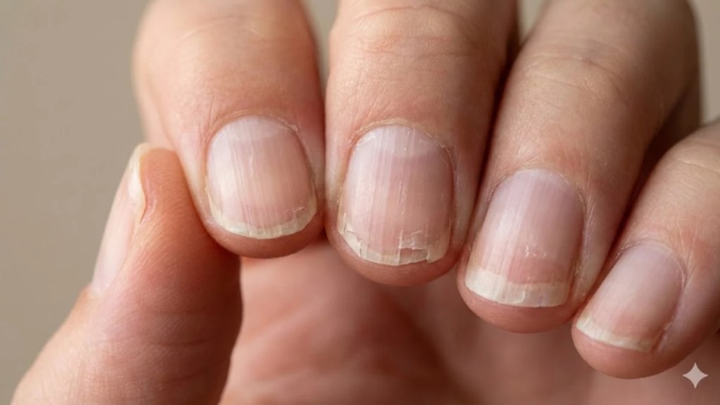 Brittle and weak nails caused by protein deficiency