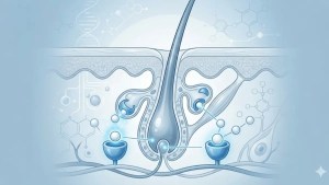 Medical illustration representing the mechanism of Breezula for Hair Loss at the scalp level