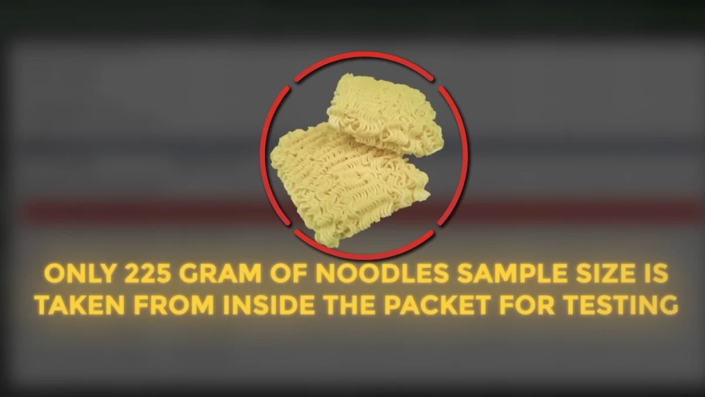 Maggi lab test sample size of 225 grams used for testing