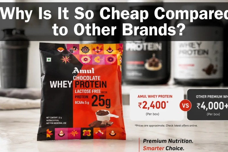 Amul Whey Protein review showing its affordable price compared with other whey brands