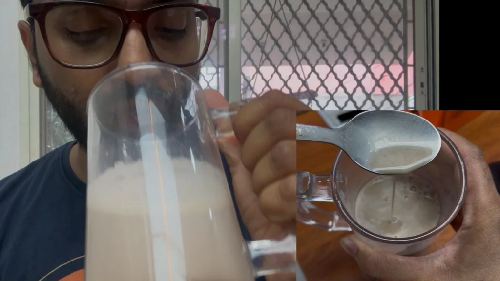 Amul Whey Protein taste and mixability test showing the prepared protein shake